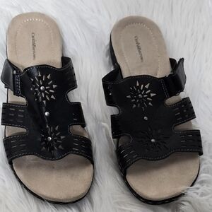 Croft & Barrow Black Floral Cutout Sandals